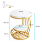 2-Tier Round Side Table with Faux Marble Top & Storage Shelf, Modern White and Gold End Table