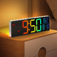 10.5-Inch LED Digital Wall Clock with Remote, 8-Color Backlight, Dual Alarms, Date & Temperature Display