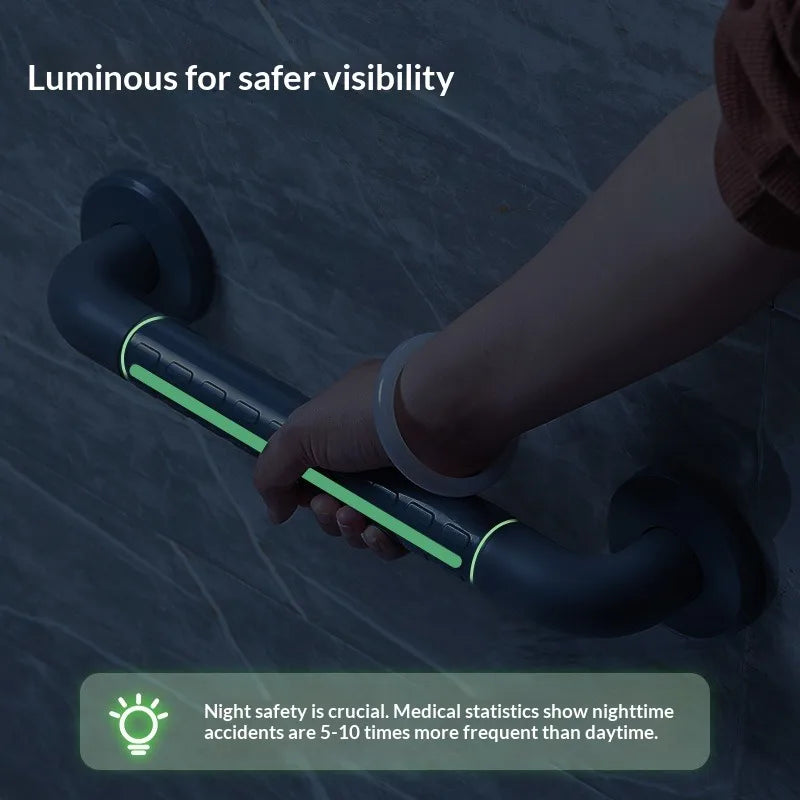 Luminous Non-Slip Toilet Safety Rail – Wall-Mounted Bathroom Support Armrest for Seniors & Disabled Users