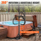 360° Rotating Hot Tub Handrail – Height Adjustable Spa Safety Rail with Slide-Under Mount Base for Indoor & Outdoor Use