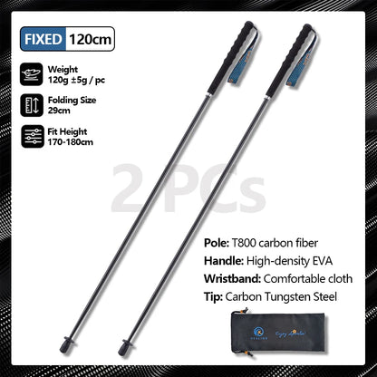 Ultra-Light T800 Carbon Fiber Foldable Trekking Pole – 5-Section Compact Hiking & Walking Stick