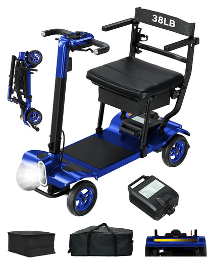 4-Wheel Folding Mobility Scooter for Adults – 250W Motor, 15-Mile Range, 330 lb Capacity & Removable Battery