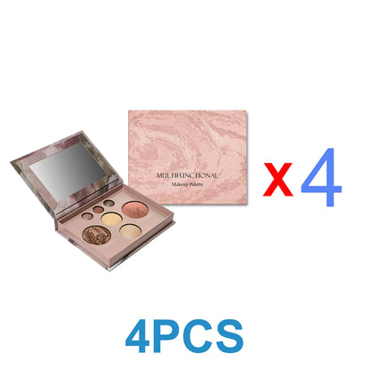 7-Color All-in-One Makeup Palette, Eyeshadow, Blush, Highlighter & Contour, Matte and Shimmer Finishes