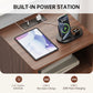 Fluted Wood Nightstand with Charging Station, Storage Drawers & Open Shelf, Bedside Table with 2 AC Outlets, USB-A & USB-C Ports