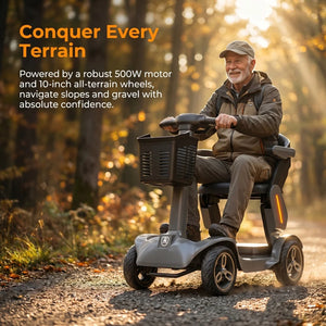 SPD-2 Foldable 4-Wheel Mobility Scooter for Seniors – All-Terrain Electric Travel Scooter, Smart Safety System, Easy-Fold Design
