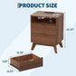 Walnut Fluted Wood Nightstand with Charging Station, Drawer & Open Shelf, Bedside Table with USB Ports & AC Outlets for Bedroom