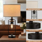 24-Inch Black Farmhouse Table Lamps, Set of 2, with USB Ports for Bedside and Living Room