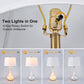 28-Inch Table Lamp with Shell Body, Linen Shade and LED Night Light, Bronze Base, Ships from USA