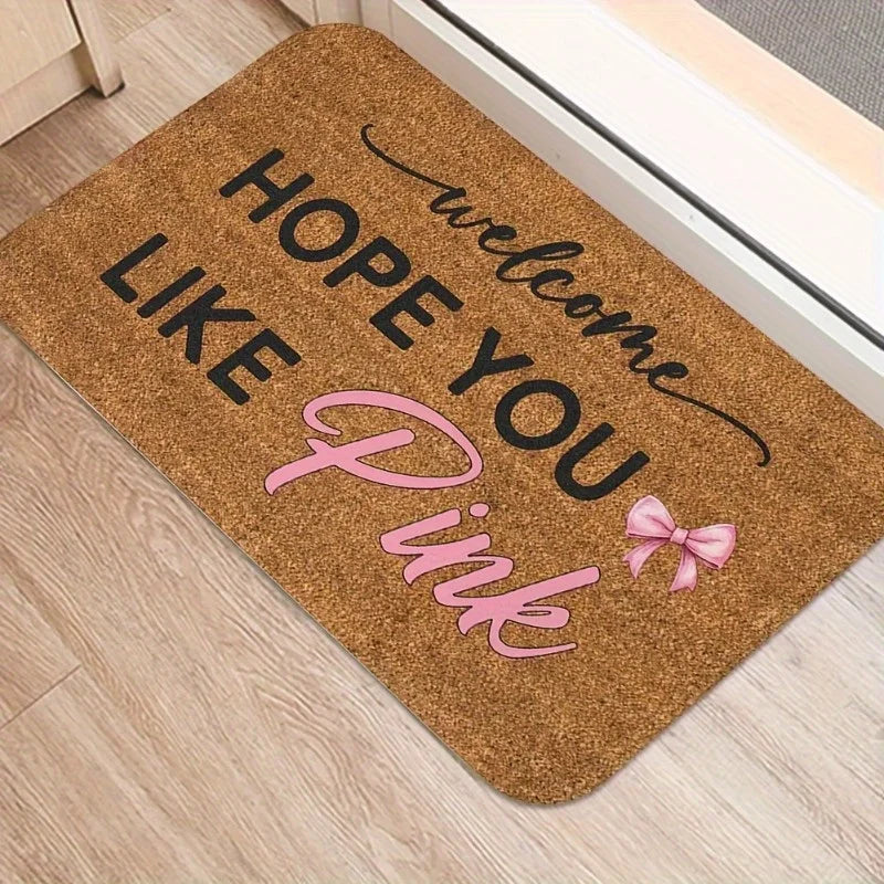 Watercolor Butterfly & Orchid Welcome Mat, Non-Slip Washable Flannel Floor Rug for Bathroom, Living Room & Entryway