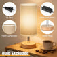 Small Bedside Table Lamp with Linen Shade for Bedroom and Living Room