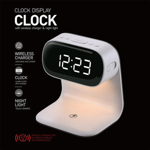 Digital Alarm Clock with Wireless Fast Charging Station, Touch Bedside Lamp & 3-Color Adjustable Night Light