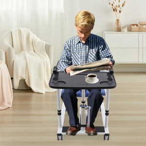 Hydraulic Patient Lift Transfer Chair – Height Adjustable Transport & Shower Wheelchair with 180° Split Seat, 330 lb Capacity