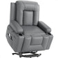 Heavy-Duty Power Lift Recliner Chair with Heat & Massage, PU Leather Electric Stand Assist Chair with Adjustable Backrest & Footrest – Gray