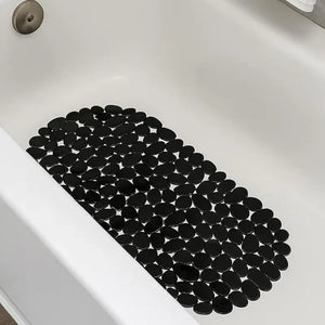 Oval Pebble PVC Bathtub Mat 36x69cm, Non-Slip Shower Mat with Suction Cups & Drainage Holes for Bathroom