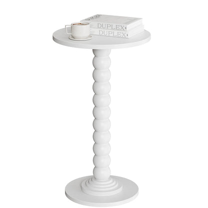 12" Round Side Table with Solid Wood Legs & Storage Shelf for Living Room and Small Spaces