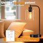Industrial Touch Table Lamps Set of 2, 3-Way Dimmable Black Bedside Lamps with USB-A and USB-C Charging Ports and AC Outlet