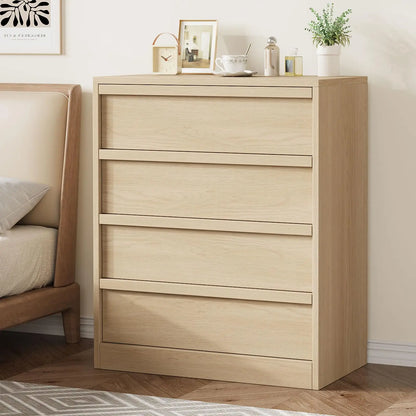 4-Drawer Wooden Nightstand with Large Storage, Modern Bedside Table & End Cabinet for Bedroom, Living Room & Entryway