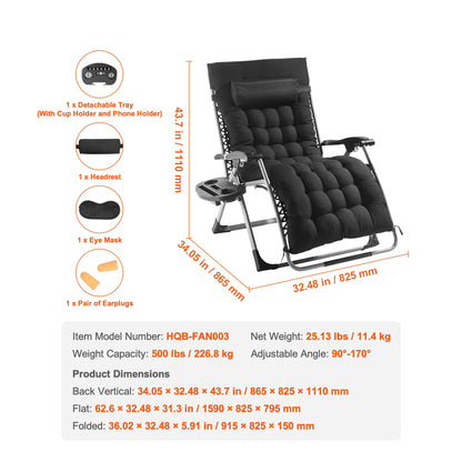 Zero Gravity Recliner Lounge Chair – Adjustable Padded Anti-Gravity Chair with Cushion, Footrest & Cup Holder