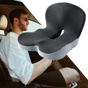 Memory Foam All-in-One Seat & Back Cushion – Ergonomic Integrated Support Pad with Non-Slip Base for Office Chair, Car & Home