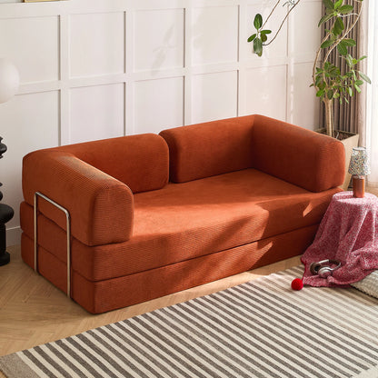Folding Modular Sofa Bed – Convertible Corduroy Floor Couch & Lounge Mattress for Living Room, Bedroom & Guest Room