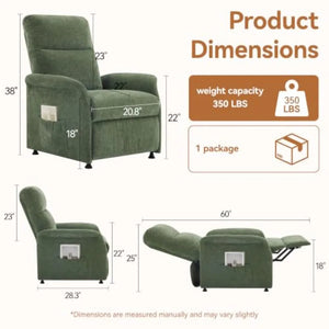Electric Power Recliner Chair with Remote Control, Adjustable Reclining Sofa Chair for Living Room & Bedroom