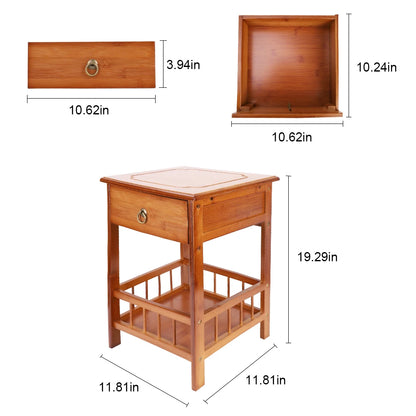 2/3-Tier Bamboo Bedside Nightstand with Drawer, Multifunctional Side Table & Storage Shelf for Bedroom, Sofa & Home