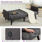 65-Inch Futon Sofa Bed – Convertible Tufted Loveseat with Adjustable Backrest & Dual USB Charging for Small Spaces, Dark Grey