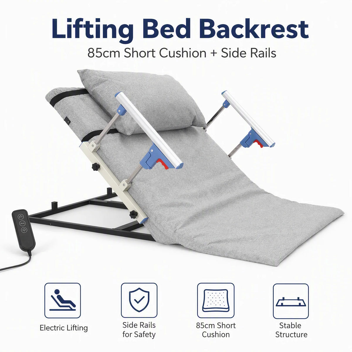 Electric Bed Backrest Lift for Seniors, Adjustable Power Bed Riser with 40mm Thick Cushion for Home & Recovery Support