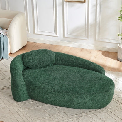 Modern Curved Oval Chaise Lounge Chair – Ergonomic Single Accent Sofa with Integrated Backrest & Matching Pillow