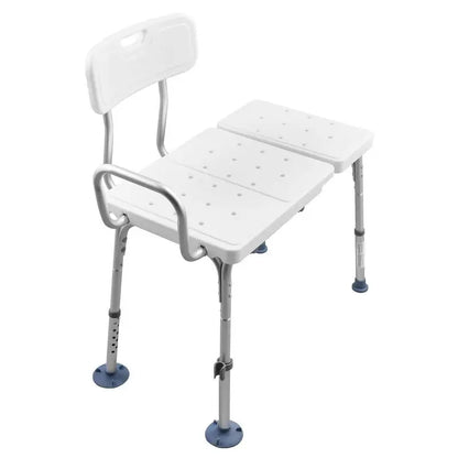 Heavy-Duty Tub Transfer Bench with Armrest & Backrest – Height Adjustable Shower Chair with Curtain Slot, 400 lb Capacity
