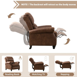 Faux Leather Pushback Recliner Chair – Upholstered Accent Armchair with Nailhead Trim for Living Room