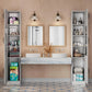 86-Inch Tall Bathroom Storage Cabinet with Glass Door & 5-Tier Shelves, Slim Freestanding Organizer for Small Spaces