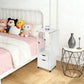 Height Adjustable Overbed Table with Storage Cabinet, 27.56–34.65 Inch Bedside Table with White Anti-Rust Metal Frame
