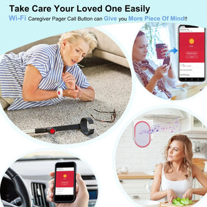 Wireless SOS Panic Button for Seniors – WiFi Caregiver Pager with Smart Life/Tuya App Alerts