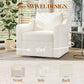 Set of 2 360° Swivel Accent Chairs – Large Upholstered Square Armchairs with Deep Seat for Living Room & Reading Lounge