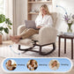 Nursery Glider Rocking Chair with Adjustable Footrest – High Back Upholstered Lounge Chair with Side Pockets, Beige