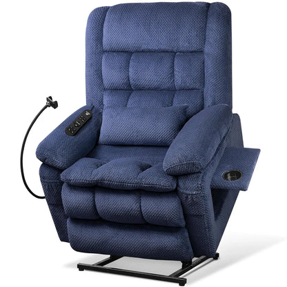 Dual Motor Power Lift Recliner Chair with Heat & Massage, Infinite Position Stand Assist Chair with USB, Cup & Phone Holders – Gray