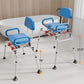 Sliding Shower Chair with Swivel Seat – Height Adjustable Tub Transfer Bench with Armrests, Padded Seat & Safety Belt