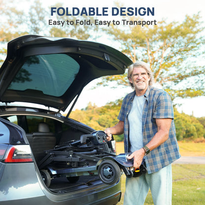 Foldable 4-Wheel Mobility Scooter for Seniors – Lightweight 50.7 lbs, 265 lbs Capacity, All-Terrain Electric Scooter
