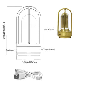Rechargeable Aluminum Cross Table Lamp, Touch Control, Non-Slip Rubber Base for Bedroom and Dining Room Ambient Lighting