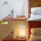 Small Bedside Table Lamp with Round Linen Fabric Shade for Bedroom and Desk