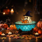 Halloween Ghost Reading in Bathtub Table Lamp, Stained Glass Night Light for Bedroom and Living Room Decor