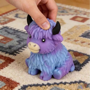 Scottish Highland Cow Squishy Toy, Slow-Rising Sensory Squeeze Fidget