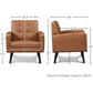 Mid-Century PU Leather Accent Chair with Button-Tufted Back & Wood Legs for Living Room or Bedroom
