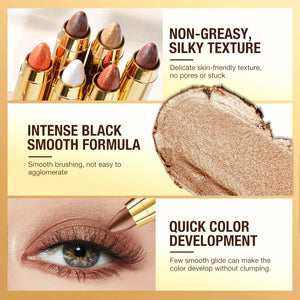 Dual-Ended Eyeshadow & Highlighter Stick, Waterproof Long-Lasting Cream Shimmer, 6 Color Options