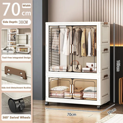 Large Foldable Storage Cabinet, Multi-Size Multifunctional Organizer with Folding Design for Bedroom, Home & Office