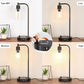 Industrial Table Lamp with Glass Shade, Stepless Dimming, USB-A and USB-C Charging Ports, Power Outlet, Bedside Desk Lamp