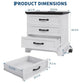 Farmhouse Nightstand with Charging Station, 3-Drawer Bedside Table with 2 AC Outlets & 2 USB Ports, White Storage Cabinet