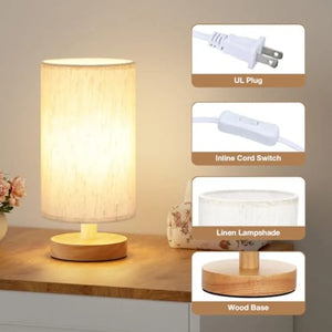 9-Inch Bedside Table Lamp with Inline Switch and 3000K A15 LED Bulb