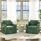 Set of 2 360° Swivel Accent Chairs – Large Upholstered Square Armchairs with Deep Seat for Living Room & Reading Lounge